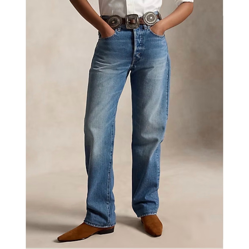 Polo Ralph Lauren High Rise Relaxed Straight Jeans in Blue Women 25 NWT $268